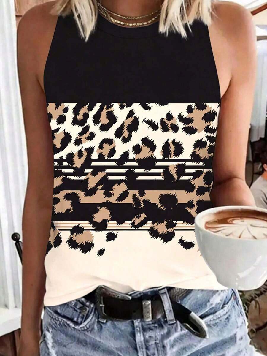 Camiseta de tirantes casual y versátil de unicolor y cuello redondo para mujer - Multicolor 2 - Ver 1