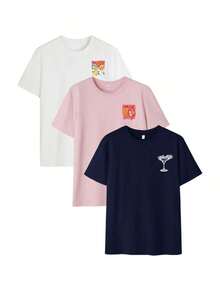 Camiseta de manga corta holgada y cómoda para mujer con estampado de letras, suave y transpirable, versátil y de moda, adecuada para salidas de fin de semana, fiestas con temática vaquera, uso diario y festivales de música en verano - Multicolor 2 - Ver 3