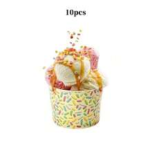 10 Stücke/70 Stücke 7 Farben Eiscreme-Papierbecher, Blau, Rosa, Hellrosa, Hellblau, Lila, Braun, Gelb mit Waffel-Kegel- und Streusel-Muster Dessertschalen, geeignet für Eiscreme-Sundae, gefrorenen Joghurt, Babyparty, Geburtstagsparty, Sommer-Eiscreme-Party-Zubehör - Mehrfarbig - Übersicht 13
