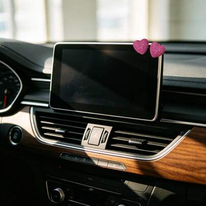 Rhinestone Heart-Shaped Car Decor, Universal Fit Navigation Screen/Dashboard Decoration