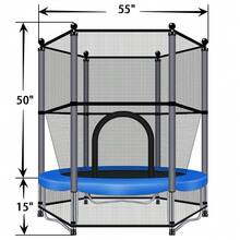 This 55-Inch Recreational Trampoline Features A Safety Net And Spring Pads. Made With High-Quality Materials For Enhanced Durability, It's Easy To Install And Suitable For Both Indoor And Outdoor Use. - Red - View 2