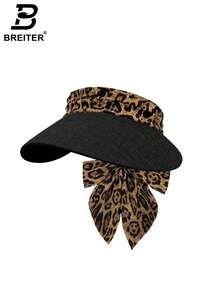BREITER 1顶豹纹拼接抽绳透气遮阳帽，休闲度假款 - 蝴蝶結草帽 - 查看 8