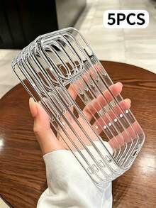 5pcs Luxury Minimalist Transparent & Semi-Transparent Anti-Slip, Anti-Shock, Durable Phone Protective Case, Suitable For IPhone 17 Pro Max, 17 Pro, 17 Air, 16 Pro Max, 16 Pro, 15 Pro Max, 15 Pro, 14 Pro Max, 14 Pro, 14 Plus, 13 Pro Max, 14, 13, 12, 11, With Transparent Camera Protection Frame, Soft TPU Material - Transparent 1 - View 17