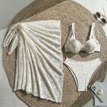Bikini Sexy de 3 Piezas para Mujer con Encaje y Detalles Cut-Out, Traje de Baño para Playa 2026 - z26011 Rosa - Ver 4