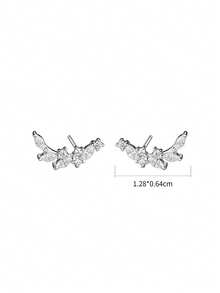 1 Pair S925 Sterling Silver Minimalist Fresh Leaf Stud Earrings, Casual Personalized Accessory For Women, Elegant Gift For Anniversary, Birthday, Friends - Leaves - View 10