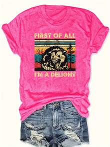 Talla Grande - Talla Grande - Camiseta Casual de Manga Corta con Cuello Redondo Grande, Adecuada para Verano y Primavera, Ropa para Mujer de Talla Grande - Rosa Fucsia - Ver 6
