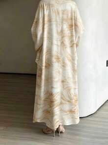 Women's Fashionable Printed Casual Robe, Elegant Robe Suitable For Daily Casual, Travel, Holiday, Vacation Or Party Occasions - Yellow - View 3
