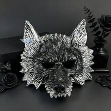 2 chiếc mặt nạ đầu sói bạc cổ điển phong cách Punk tối màu, mặt nạ nửa mặt hóa trang người sói Halloween, phụ kiện tạo không khí tiệc tùng, khiêu vũ - Nhiều màu - Xem 11