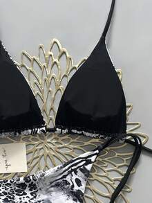 2025 Sexy Leopard Print Bikini Two Pieces Set, Retro Style For Women Vacation - White - View 4