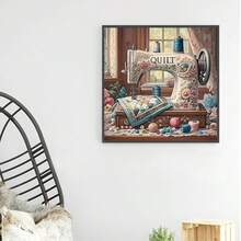1 buah Kit Seni Berlian DIY, Set Lukisan Berlian Pola Mesin Jahit yang Cantik, Berlian Bulat, Kerajinan Seni Mosaik, Cocok untuk Pemula, Dekorasi Dinding Rumah, Hadiah Unik, Tanpa Bingkai - View 10
