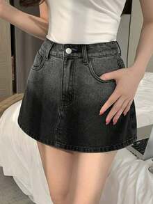 Shorts vaqueros informales con estampado de leopardo para mujer - Negro - Ver 6