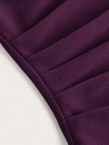 Top tubo sencillo y elegante con cintura fruncida, adecuado para verano, top tubo azul marino, tops tubo para mujer, top sin tirantes para mujer, top tubo azul marino - Morado - Ver 3
