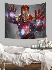 1pc M-Arvel I-Ron Man Tapestry, Cinematic Battle Scene Style Wall Decor, Glowing Red And Gold Superhero Art Hanging, Perfect For Bedroom, Living Room, Dorm, Apartment, Studio, Party Backdrop, Comic, Superhero Themed Room Decor, Adds Intense Heroic Vibe To Any Living Space, Ideal For Fan Collections And Cosplay Setups - Multicolor a - View 4