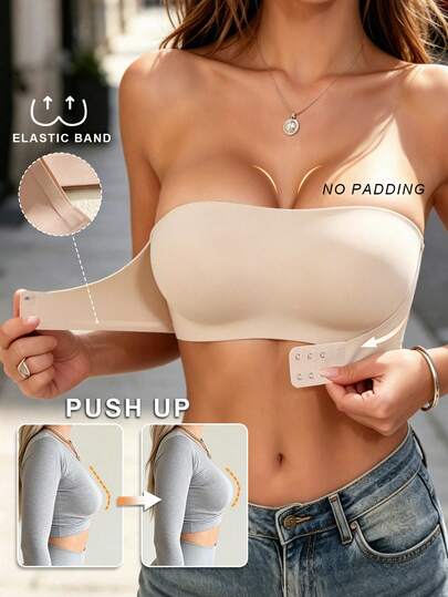 1 Stück nahtloser, stützender Bustier-BH-Träger-Top für Frauen, unsichtbar, rückenlos, dehnbar, rutschfest, geeignet für den Sommer