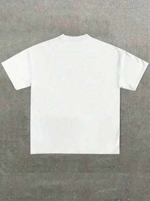 Men's Plus Size 100% Cotton Printed Casual T-Shirt With "Need Peace" Print (1 Piece), Crew Neck, Short Sleeve, 220g, Casual Wear, Gift, Summer, Unisex - 白色 - 查看 2