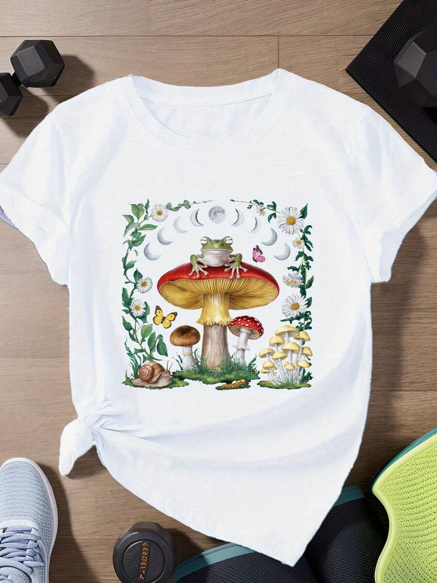 Froguna Women's Short Sleeve Sports T-Shirt - A Very Distinctive Printed T-Shirt / Unisex Style / Suitable For Both Men And Women / Wrinkle-Resistant / Breathable - 白色 - 查看 1