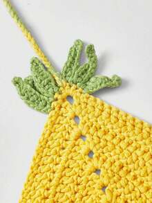 ROMWE Top de punto con estampado de frutas kawaii para mujer, verano - Amarillo - Ver 7