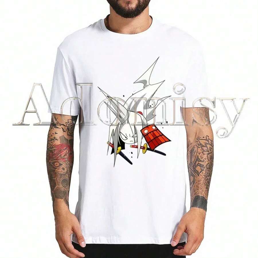 j1apAN Anime Shaman King Yoh Asakura Amidamaru UniS1ex Vintage M1en Short Sve TShirt WoM1en Top T1EE Sweatshirt 220G camiseta de manga corta de algodón puro para hombre y mujer, tejido grueso, resistente a las arrugas y que no se deforma fácilmente. Estilo sencillo y versátil, ligero y transpirable, perfecto para ir al trabajo, viajar, acampar, ir de compras y el tiempo libre diario. - Blanco - Ver 1