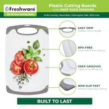 Freshware Cutting Board with Juice Grooves Reversible BPA-Free Non-Porous Dishwasher Safe Kitchen Set of 3 - Plstico juego de 3 - Ver 6