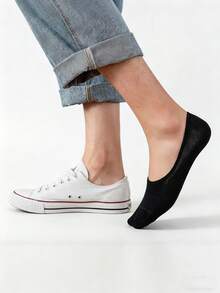 1/8 paires de chaussettes invisibles pour hommes, chaussettes décontractées à coupe basse respirantes et antidérapantes - Multicolore - Voir 4