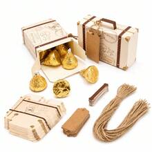 20/25/50PCS Creative Mini Luggage Candy Boxes Chocolate Boxes Paper Boxes Packaging Boxes With Ropes And Labels Suitable For Wedding Birthday Party Gift Bags Packaging Bags Wedding Birthday Party Decorations Classic Elegant Theme Gift Boxes - View 5