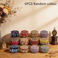 6 piezas Frascos de vela estilo bohemio con tapas estampadas, perfectos para principiantes en la fabricación de velas. Estos recipientes versátiles se pueden utilizar para almacenamiento o fabricación de velas, lo que los convierte en regalos ideales - Patrón bohemio - Ver 11