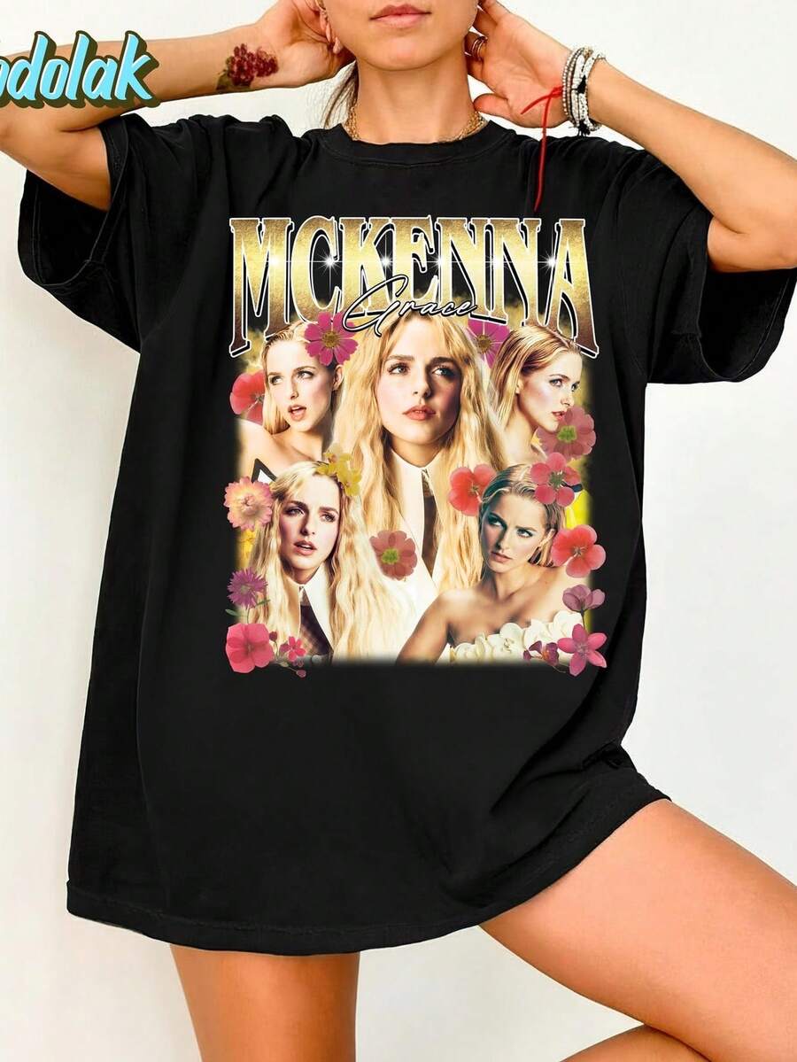 Camiseta vintage de Mckenna Grace, camiseta con meme de Mckenna Grace, camiseta de Mckenna Grace, camiseta de Mckenna Grace, suéter de Mckenna Grace. Camiseta unisex de algodón puro de 220 g, peso ideal para todas las estaciones, adecuada tanto para hombres como para mujeres. Tejido duradero de alta calidad, suave al tacto y de larga duración. Prenda transpirable, adecuada para el uso de otoño y vacaciones de las mujeres. - Negro - Ver 1