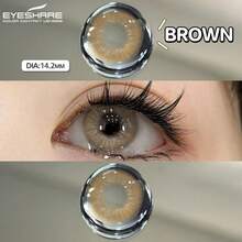 Eyeshare 1副彩色隐形眼镜，适用于灰色眼睛、蓝色眼睛、棕色眼睛、年抛型美瞳、绿色眼睛。 - 棕色 - 查看 4