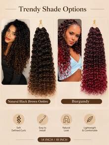 18 piezas/paquete Extensiones de cabello trenzado de ganchillo - 1/5 caja, cabello trenzado sintético suave y pre-rizado, adecuado para trenzas retorcidas y trenzas de diosa, fácil instalación, negro natural, suficiente para uso en toda la cabeza - Multicolor - Ver 4