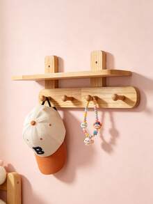 1pc Multi-Hook Wall Mounted Coat Rack With Storage Shelf, Suitable For Children's Room, Newborn Baby, Fit For Newborn Baby Girl - Multicolor - View 6
