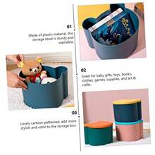 1 Caja caja de almacenamiento de juguetes taburete para niños contenedor de almacenamiento storage bench storage box taburete práctico contenedor de libros el plastico Blue - como en la imagen - Ver 3
