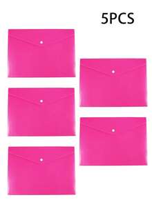 [Custom] 5pcs/Set Thick A4 Solid Color Polypropylene Document Folders With Snap Closure, Waterproof File Storage Bags For Storing Exam Papers, Archives Etc., Suitable For Students Back To School And Office Use, School File Folders - Multicolor - View 23