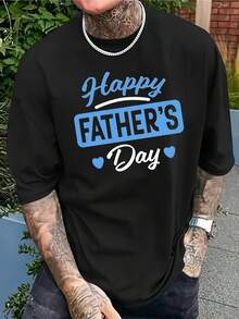 Men's Comfortable Summer T-Shirt, Father's Day T-Shirt, Casual Crew Neck, All Seasons, For Daily Outdoor Activities, Local Delivery - Black - View 6