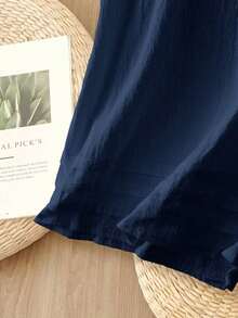 Camiseta de tirantes para mujer, estilo de moda minimalista, adecuada para el verano - Azul marino - Ver 7