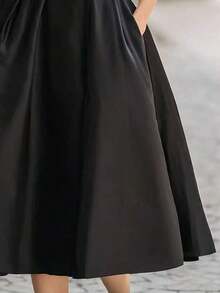 elegante y de moda francés al estilo europeo y americano, vestido formal de cintura ceñida de estilo minimalista, vacacional y casual japonés y coreano, vestido de dama elegante y sexy de escote profundo en V y ajustado al Body para otoño/invierno - Negro - Ver 4