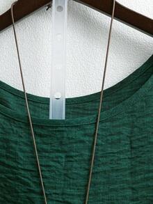 CURVE Blusa casual/diaria/de salida/simple/para viajar de manera relajada/que ilumina, de cuello redondo, de color verde pradera texturizada, talla grande, para primavera/verano - Verde Oscuro - Ver 5