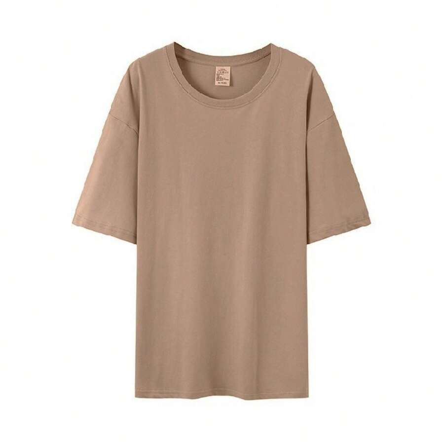 Women's Casual Printed T-Shirt, Short Sleeves, Round Neck, Spring/Summer Urban Fashion Unisex T-Shirt. WHZ8 - 卡其色 - View 1