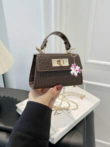 1 New Mini Handbag, Cute And Unique Marble Pattern, High-Quality Pu Crossbody Bag, Fresh And Lively Color Matching, New Youthful Style, Can Be Worn Crossbody, Casual And Fashionable, Can Also Be Given As A Gift To Friends. - Mini Handbag + Keychain - View 6
