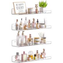 Acrylic Shelves For Bathroom Storage, 15" Floating Shelves Wall Organizer For Perfume, Make Up, Skincare, Bookshelf For Bedroom, Nursery, Living Room Decor, Clear, 4 Pack - Clear - View 1