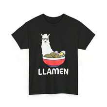 Camiseta estampada de algodón puro de 180 g/m² con diseño gráfico de amantes de llamas, suave y transpirable, material duradero y resistente a la suciedad, tela fácil de limpiar, con tecnología de tejido, cómoda de llevar, ideal para amantes de animales, ofrece un estilo divertido y lindo. - Negro - Ver 9