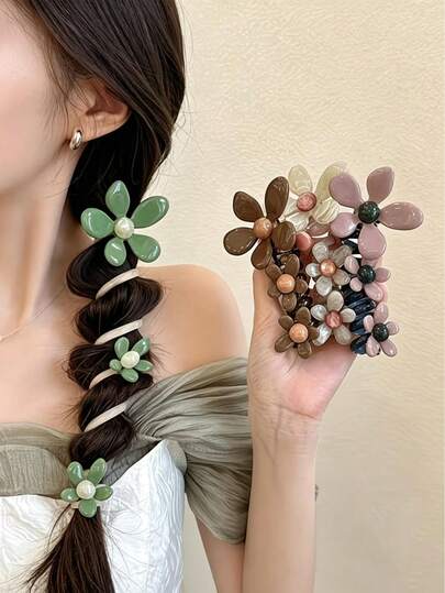 1PC Flower-Shaped Bubble Braid Hair Ties For Teenagers, Which Is A High-End Hair Accessory Suitable For Direct Use In Daily Styling.