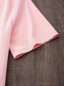 Loose-Fitting Short-Sleeved T-Shirt With A Heart Design, Perfect For Casual Wear In Spring And Summer, Available In Plus Sizes For Women. - Pink - View 4