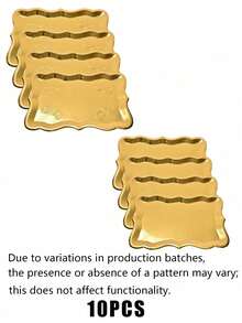 10pcs 9"X13" Gold Rimmed Elegant Rectangular Paper Plates, With Gold Rim Borders, Suitable For Dessert Displays, Parties, Birthday Gatherings, Weddings, Showers, Picnics, Daily Use, 1 Pack - Multicolor - View 12