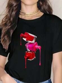 Make Up Nail Polish Makeup Cosmetics Manicure Nail Tech Gift T-Shirt - Negro - Ver 5