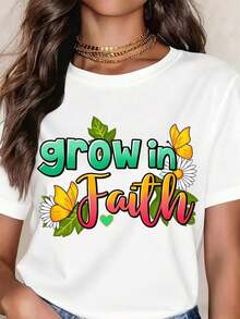 Camiseta Casual para Mujer con Estampado de Mariposa y Flor, Diseño de Inspiración Cristiana para Pascua y Primavera. - Blanco - Ver 6