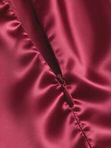 Minifalda de satén rosa con abertura y lazo, estilo A-line, sexy, adecuada para uso diario - Burdeos - Ver 4