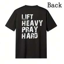 Levanta Pesas, Reza con Fuerza, Camiseta de Gimnasio Cristiana para Mujer, Camiseta Deportiva de Moda, Regalo para Amigas Devotas del Fitness - Negro - Ver 1