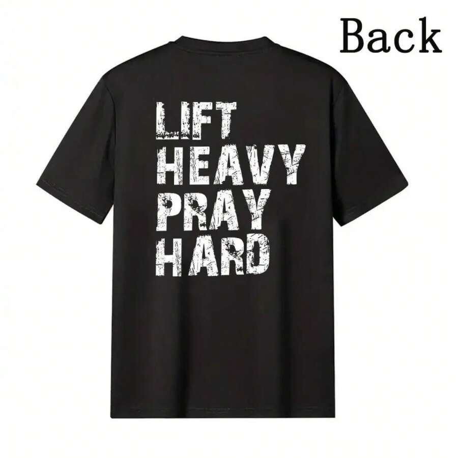 Levanta Pesas, Reza con Fuerza, Camiseta de Gimnasio Cristiana para Mujer, Camiseta Deportiva de Moda, Regalo para Amigas Devotas del Fitness - Negro - Ver 1