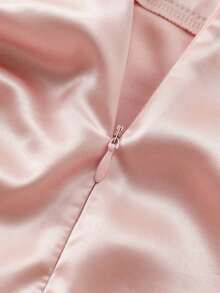 Falda asimétrica con diseño plisado de unicolor para mujer - Rosa - Ver 5