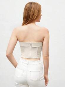 Camiseta de tirantes con detalle de pliegue para mujer, apta para uso urbano y casual de negocios, top básico adecuado para Navidad, Halloween, fiestas y atuendo de invitada a bodas - Albaricoque - Ver 5